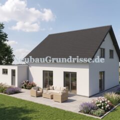 Satteldachhaus 155 m² mit 1 m Kniestock - Gartenseite mit Terrasse