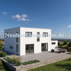 Stadtvilla 167 m² mit Flachdach - Gartenseite mit Terrasse