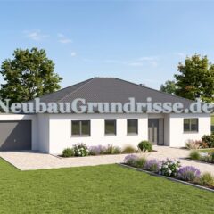 Bungalow 121 m² mit Walmdach - Eingangsseite mit Haustür Bungalow 121 m² mit Walmdach - Eingangsseite mit Haustür