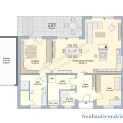 Bungalow 121 m² mit Walmdach - Grundriss Erdgeschoss Bungalow 121 m² mit Walmdach - Grundriss Erdgeschoss