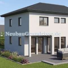 Doppelhaushälfte 145 m² mit Walmdach - Gartenseite mit Terrasse