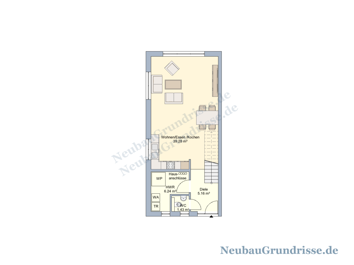 Pultdachhaus 131 m² - Grundriss Erdgeschoss