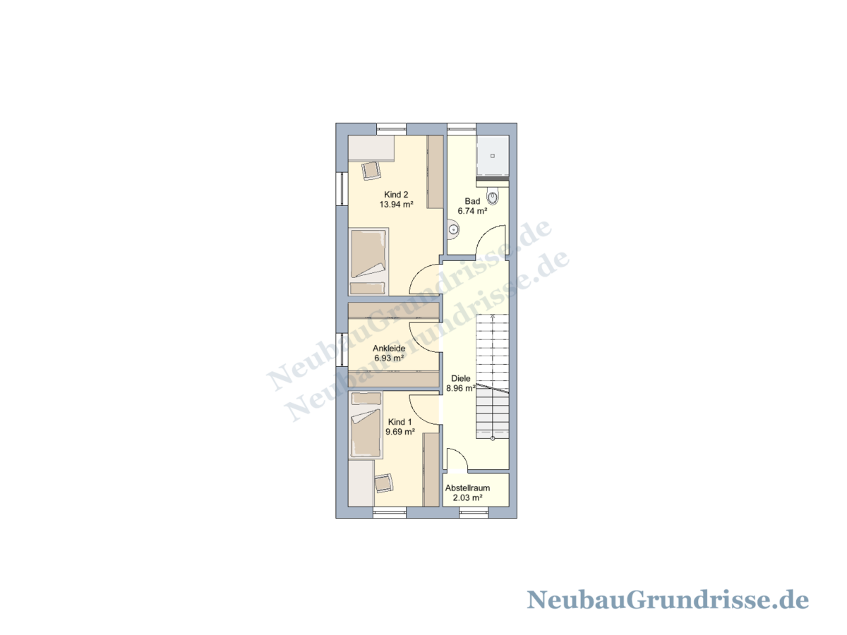 Pultdachhaus 131 m² - Grundriss Obergeschoss