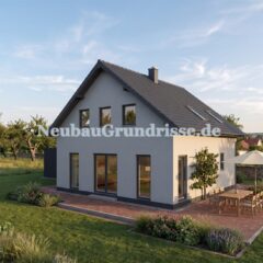 Satteldachhaus 131 m² mit 1 m Kniestock - Gartenseite mit Terrasse