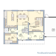 Satteldachhaus 174 m² mit 2,25 m Kniestock - Grundriss Erdgeschoss Satteldachhaus 174 m² mit 2,25 m Kniestock - Grundriss Erdgeschoss