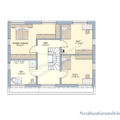 Satteldachhaus 174 m² mit 2,25 m Kniestock - Grundriss Obergeschoss Satteldachhaus 174 m² mit 2,25 m Kniestock - Grundriss Obergeschoss