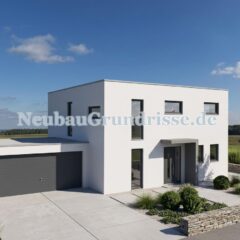 Stadtvilla 167 m² mit Flachdach - Eingangsseite mit Haustür Stadtvilla 167 m² mit Flachdach - Eingangsseite mit Haustür