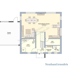 Stadtvilla 167 m² mit Flachdach - Grundriss Erdgeschoss Stadtvilla 167 m² mit Flachdach - Grundriss Erdgeschoss