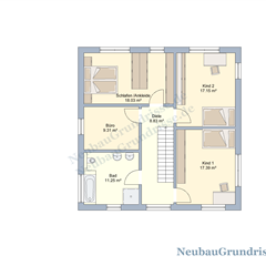 Stadtvilla 167 m² mit Flachdach - Grundriss Obergeschoss Stadtvilla 167 m² mit Flachdach - Grundriss Obergeschoss
