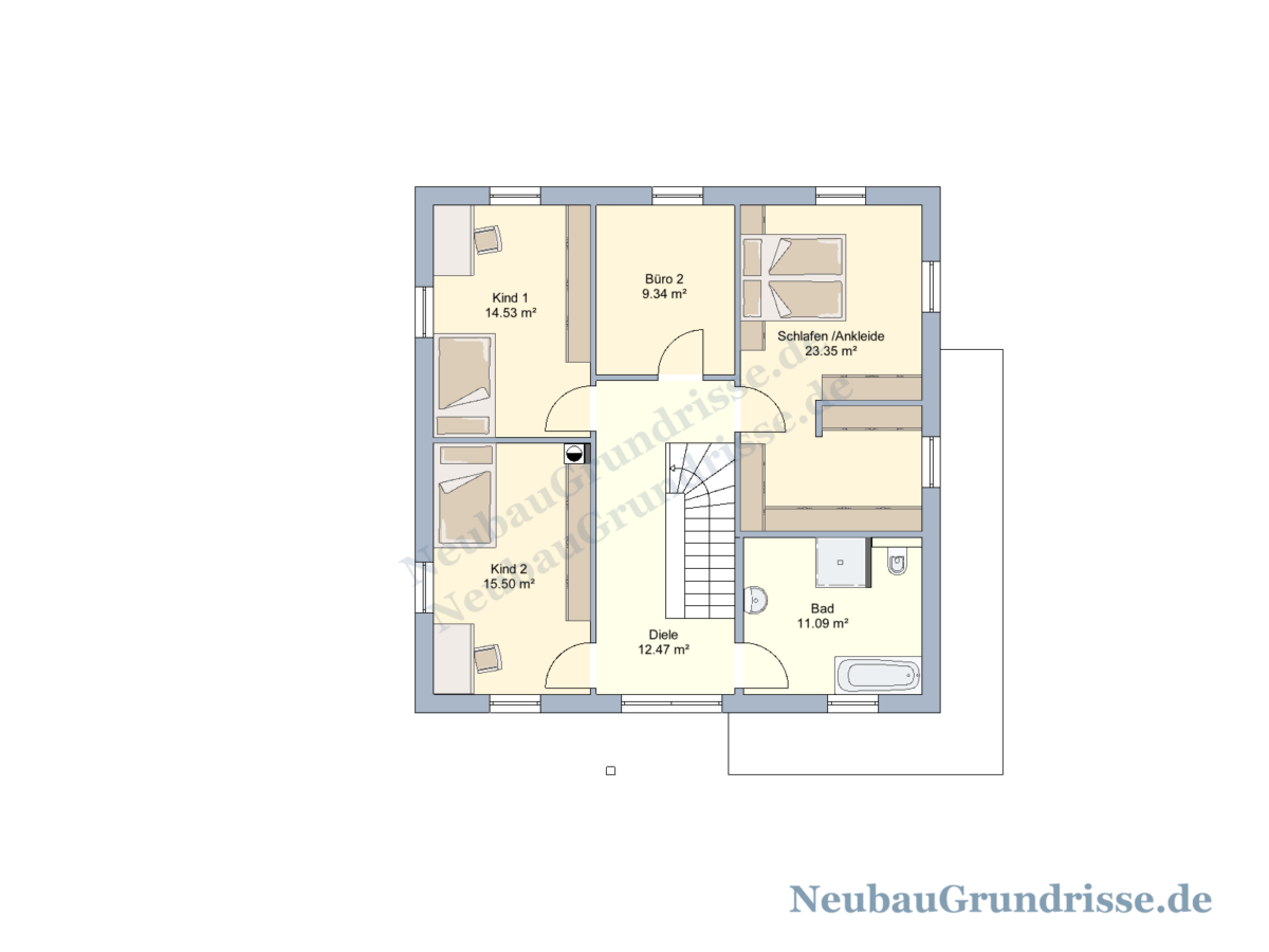 Stadtvilla 188 m² - Grundriss Obergeschoss Stadtvilla 188 m² - Grundriss Obergeschoss
