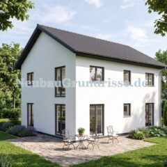 Stadtvilla 150 m² mit Satteldach - Gartenseite mit Terrasse