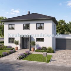 Stadtvilla 171 m² mit Walmdach - Eingangsseite mit Haustür