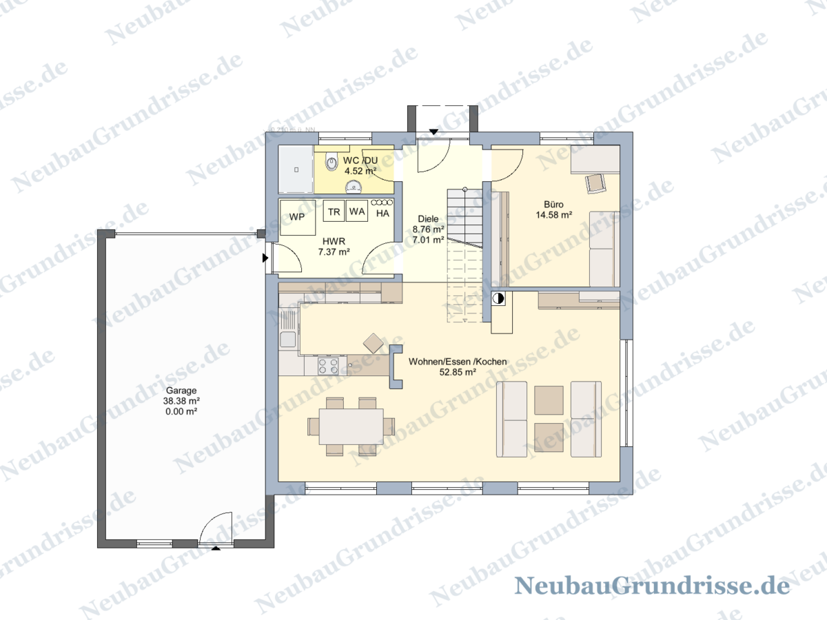 Stadtvilla 171 m² mit Walmdach - Grundriss Erdgeschoss
