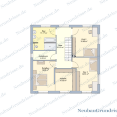 Stadtvilla 171 m² mit Walmdach - Grundriss Obergeschoss