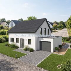 Satteldachhaus 141 m² mit 1.25 m Kniestock - Gartenseite mit Terrasse Satteldachhaus 141 m² mit 1.25 m Kniestock - Gartenseite mit Terrasse