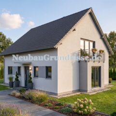 Satteldachhaus 190 m² mit 1.5 m Kniestock - Eingangsseite mit Haustür