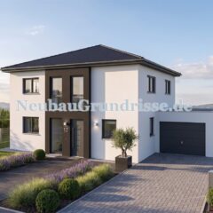 Stadtvilla 160 m² mit Walmdach - Eingangsseite mit Haustür Stadtvilla 160 m² mit Walmdach - Eingangsseite mit Haustür