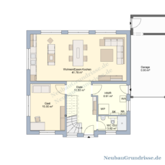 Stadtvilla 160 m² mit Walmdach - Grundriss Erdgeschoss Stadtvilla 160 m² mit Walmdach - Grundriss Erdgeschoss