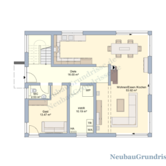 Stadtvilla 180 m² mit Flachdach - Grundriss Erdgeschoss Stadtvilla 180 m² mit Flachdach - Grundriss Erdgeschoss