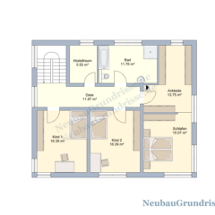 Stadtvilla 180 m² mit Flachdach - Grundriss Obergeschoss Stadtvilla 180 m² mit Flachdach - Grundriss Obergeschoss